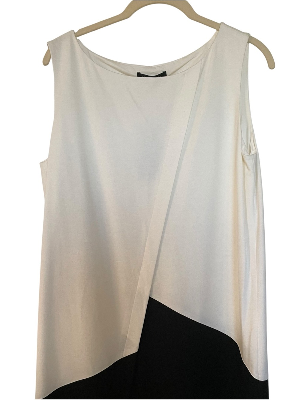 Lafayette 148 Sleeveless White and Black Colorblock Shift Dress Medium Stretch - Picture 2 of 7